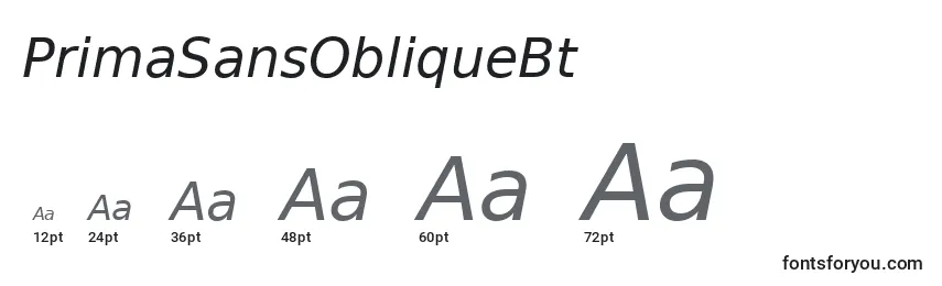 Размеры шрифта PrimaSansObliqueBt