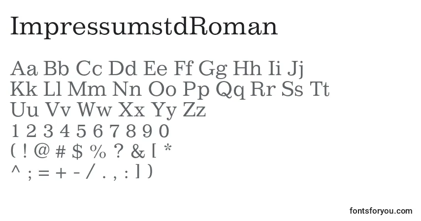 ImpressumstdRoman-fontti – aakkoset, numerot, erikoismerkit