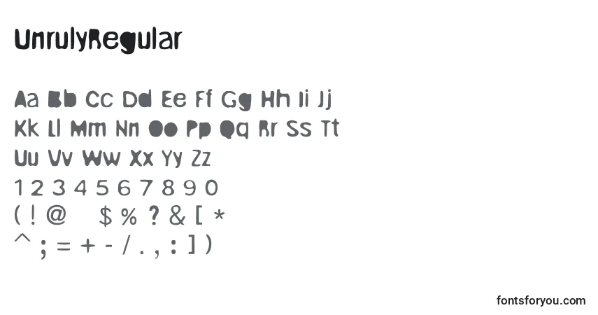 Шрифт UnrulyRegular – алфавит, цифры, специальные символы