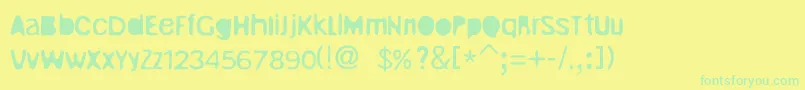 UnrulyRegular-Schriftart – Grüne Schriften auf gelbem Hintergrund