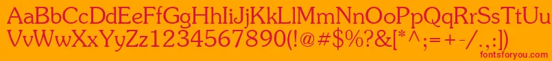 Suevermeer4Lightsh-Schriftart – Rote Schriften auf orangefarbenem Hintergrund