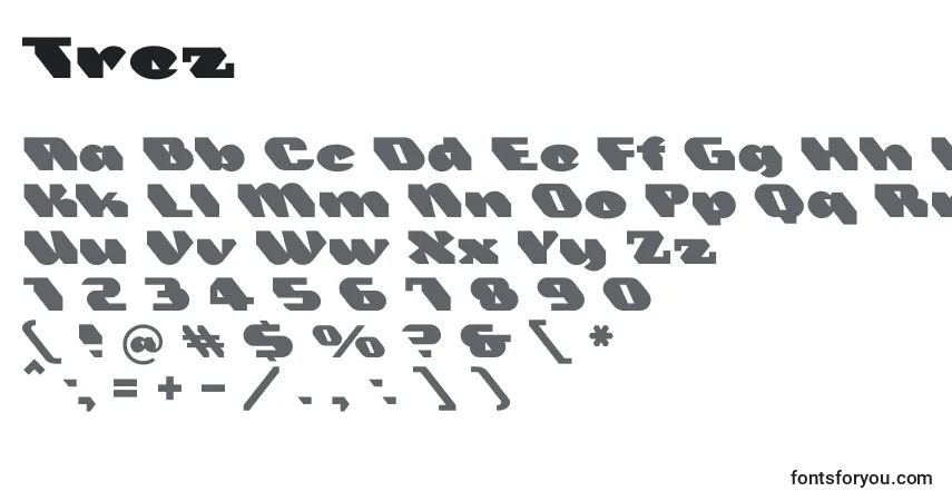 Schriftart Trez – Alphabet, Zahlen, spezielle Symbole