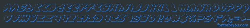 PuffAngelShadowItalic-Schriftart – Blaue Schriften auf schwarzem Hintergrund