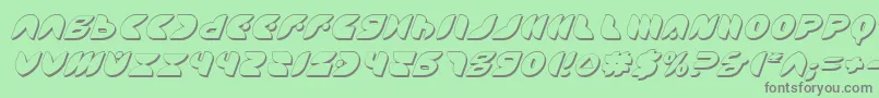 PuffAngelShadowItalic-Schriftart – Graue Schriften auf grünem Hintergrund