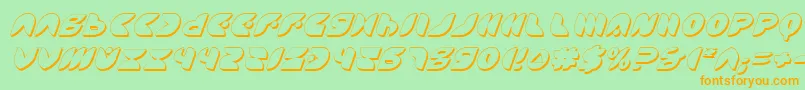 フォントPuffAngelShadowItalic – オレンジの文字が緑の背景にあります。
