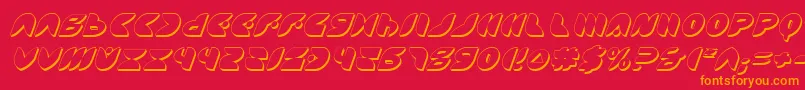 PuffAngelShadowItalic-Schriftart – Orangefarbene Schriften auf rotem Hintergrund
