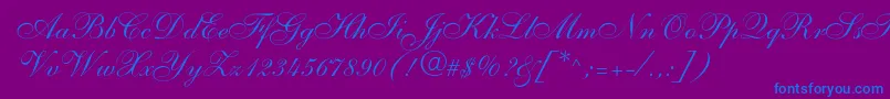 Shelley Font – Blue Fonts on Purple Background