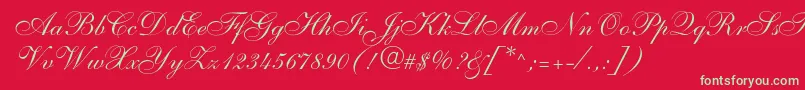 Shelley Font – Green Fonts on Red Background