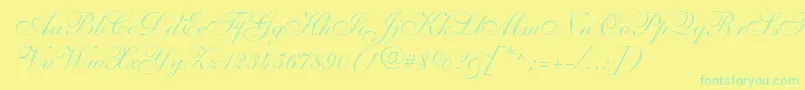 Shelley Font – Green Fonts on Yellow Background
