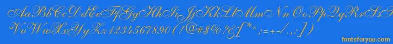 Shelley Font – Orange Fonts on Blue Background