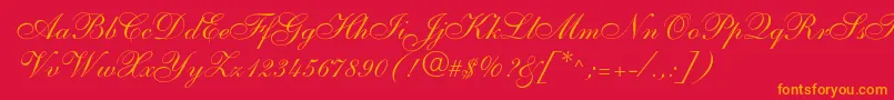 Shelley Font – Orange Fonts on Red Background