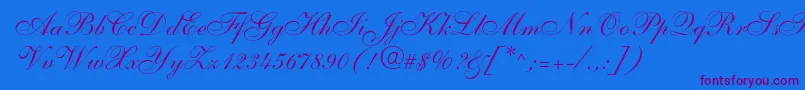 Shelley Font – Purple Fonts on Blue Background