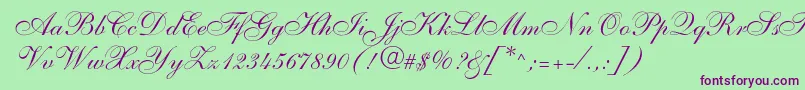 Shelley Font – Purple Fonts on Green Background