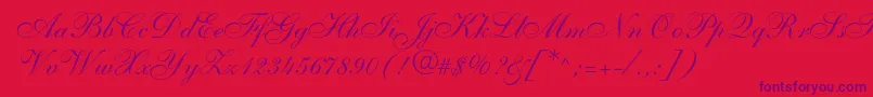 Shelley Font – Purple Fonts on Red Background