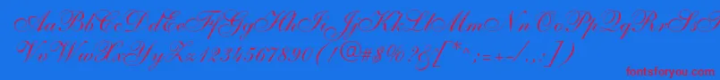 Shelley Font – Red Fonts on Blue Background