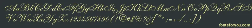 Shelley Font – Yellow Fonts on Black Background