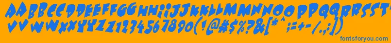 Underattackskew Font – Blue Fonts on Orange Background