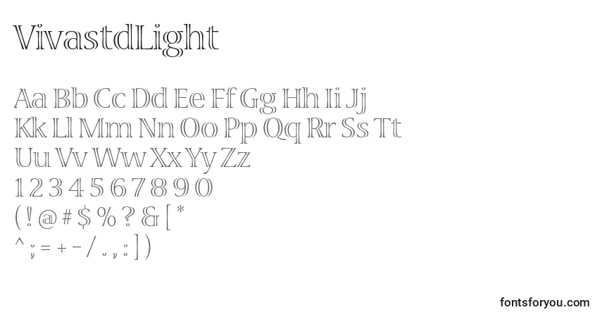 Czcionka VivastdLight – alfabet, cyfry, specjalne znaki