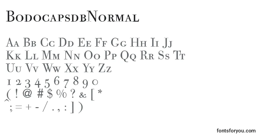 A fonte BodocapsdbNormal – alfabeto, números, caracteres especiais