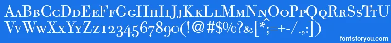 BodocapsdbNormal-Schriftart – Weiße Schriften auf blauem Hintergrund