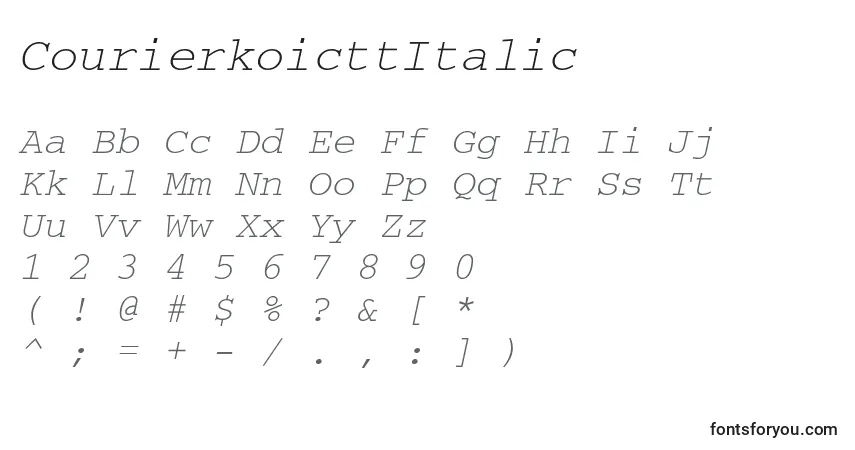 Шрифт CourierkoicttItalic – алфавит, цифры, специальные символы