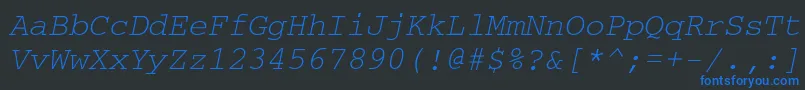 Czcionka CourierkoicttItalic – niebieskie czcionki na czarnym tle