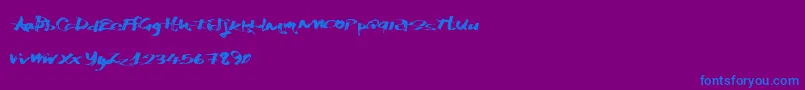 Katchymarkers-Schriftart – Blaue Schriften auf violettem Hintergrund