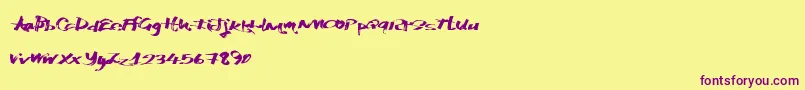 Katchymarkers Font – Purple Fonts on Yellow Background