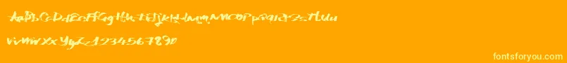 Katchymarkers-Schriftart – Gelbe Schriften auf orangefarbenem Hintergrund