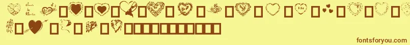 HeartsByDarrian Font – Brown Fonts on Yellow Background