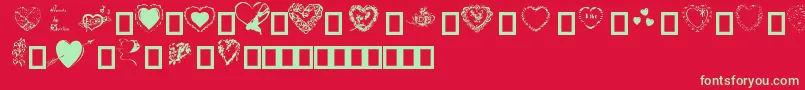 HeartsByDarrian Font – Green Fonts on Red Background