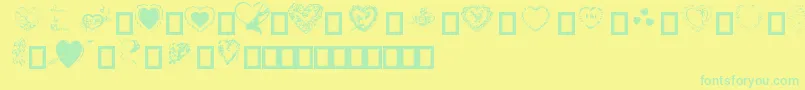 HeartsByDarrian Font – Green Fonts on Yellow Background