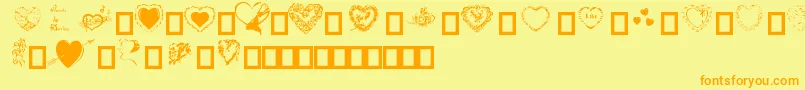 HeartsByDarrian Font – Orange Fonts on Yellow Background