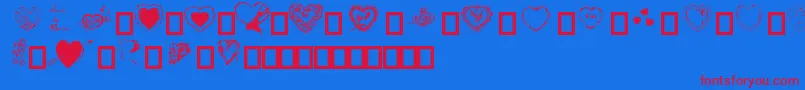 HeartsByDarrian Font – Red Fonts on Blue Background