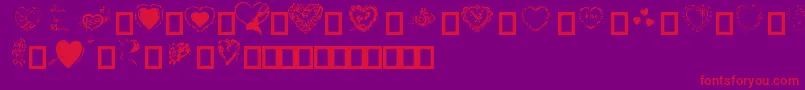 HeartsByDarrian-Schriftart – Rote Schriften auf violettem Hintergrund