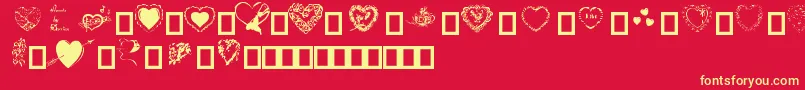 HeartsByDarrian Font – Yellow Fonts on Red Background