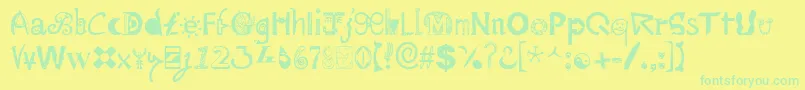 Mailart Font – Green Fonts on Yellow Background