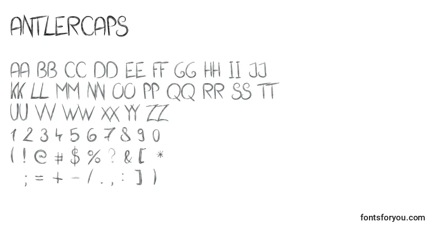 Schriftart AntlerCaps – Alphabet, Zahlen, spezielle Symbole