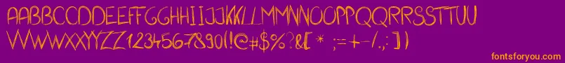 AntlerCaps-fontti – oranssit fontit violetilla taustalla