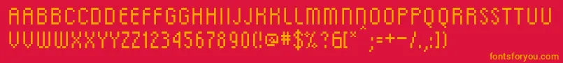 DscRg Font – Orange Fonts on Red Background