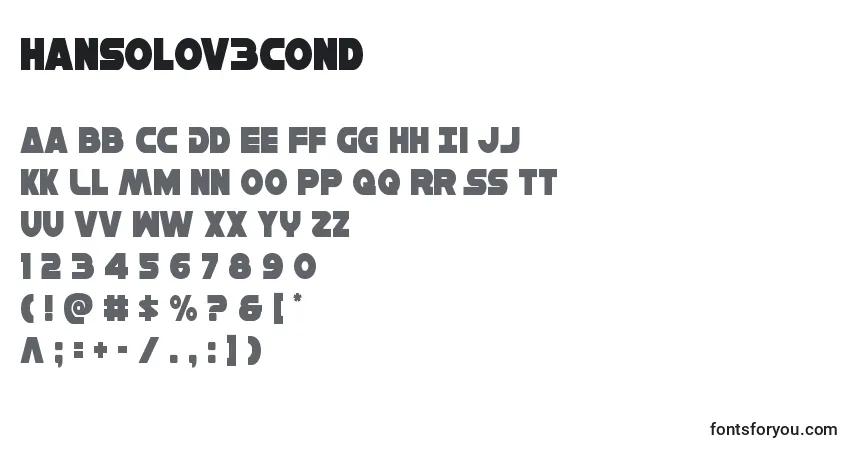 Hansolov3cond-fontti – aakkoset, numerot, erikoismerkit