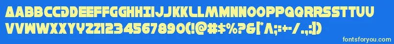 Hansolov3cond Font – Yellow Fonts on Blue Background