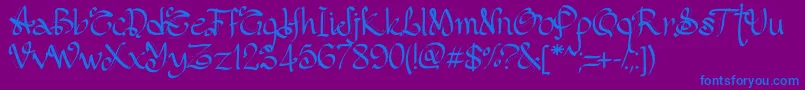 PwGothicStyle-Schriftart – Blaue Schriften auf violettem Hintergrund