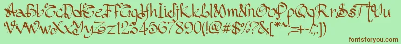 PwGothicStyle Font – Brown Fonts on Green Background
