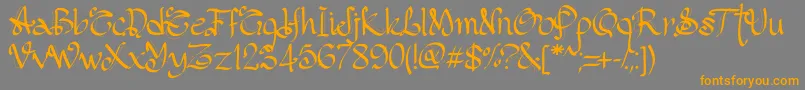 フォントPwGothicStyle – オレンジの文字は灰色の背景にあります。
