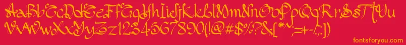 Police PwGothicStyle – polices orange sur fond rouge
