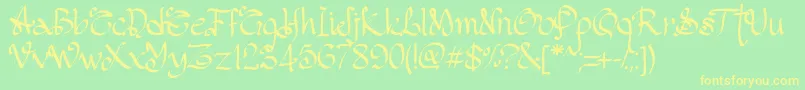 PwGothicStyle Font – Yellow Fonts on Green Background