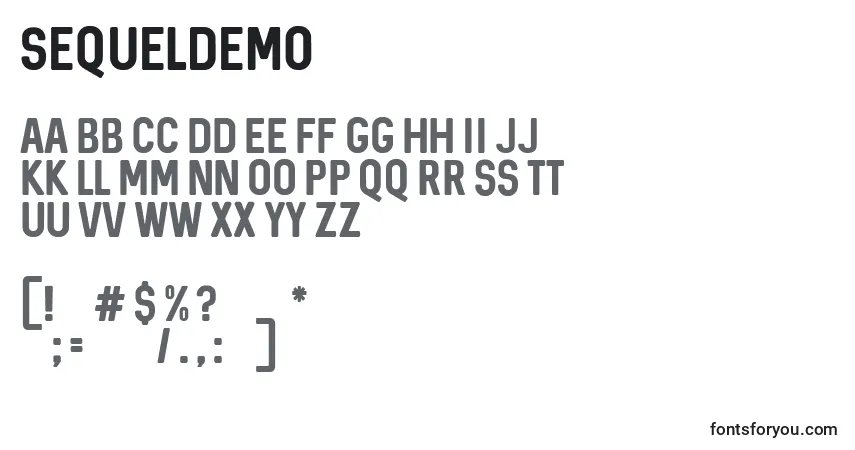 Шрифт SequelDemo – алфавит, цифры, специальные символы