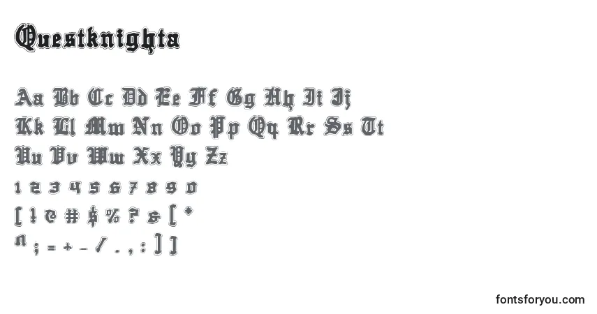 A fonte Questknighta – alfabeto, números, caracteres especiais