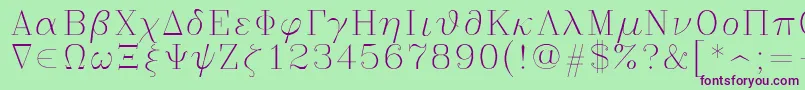 Greekc Font – Purple Fonts on Green Background